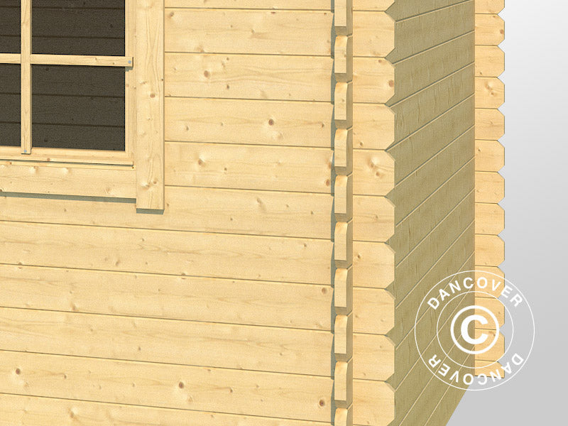 Szopa drewniana Asker 3,8x2,3x2,11m, 28mm, 8,4m², Naturalne drewno