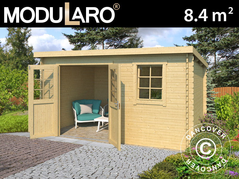 Szopa drewniana Asker 3,8x2,3x2,11m, 28mm, 8,4m², Naturalne drewno