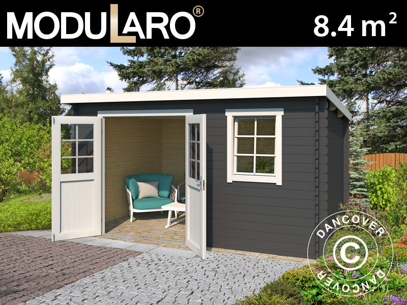 Szopa drewniana Asker 3,8x2,3x2,11m, 28mm, 8,4m², Ciemny szary