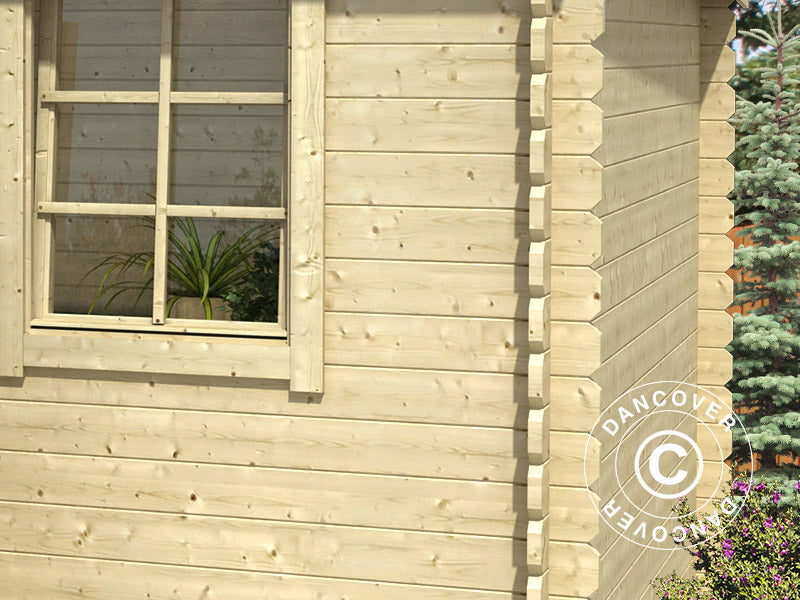 Szopa drewniana Asker 3,8x2,75x2,11m, 28mm, 10,09m², Naturalne drewno