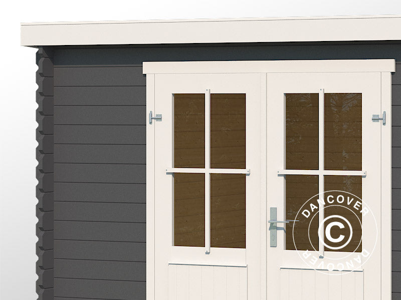 Szopa drewniana Tartu z daszkiem 4,81x2,92x2,11m, 28mm, Ciemny szary