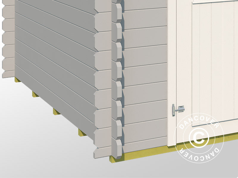 Szopa drewniana Narva 3,8x2,5x2,39m, 28mm, 9,3m², Jasny szary