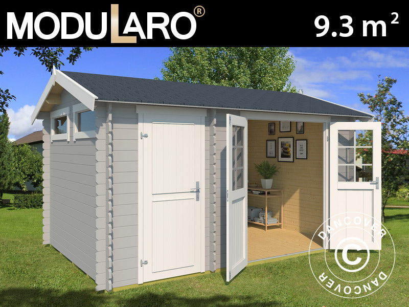 Szopa drewniana Narva 3,8x2,5x2,39m, 28mm, 9,3m², Jasny szary