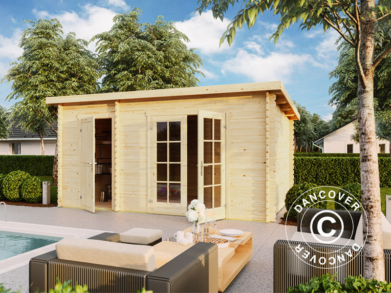 Drewniana szopa, domek Riga 4,25x2,8x2,22m, 34mm, 11,3m², Naturalny