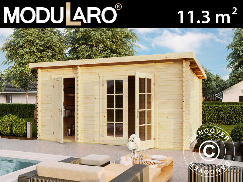 Drewniana szopa, domek Riga 4,25x2,8x2,22m, 34mm, 11,3m², Naturalny