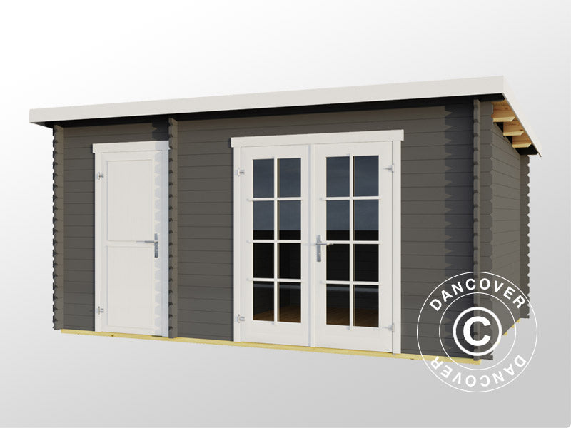 Drewniana szopa, domek Riga 4,25x2,8x2,22m, 34mm, 11,3m², Ciemny szary