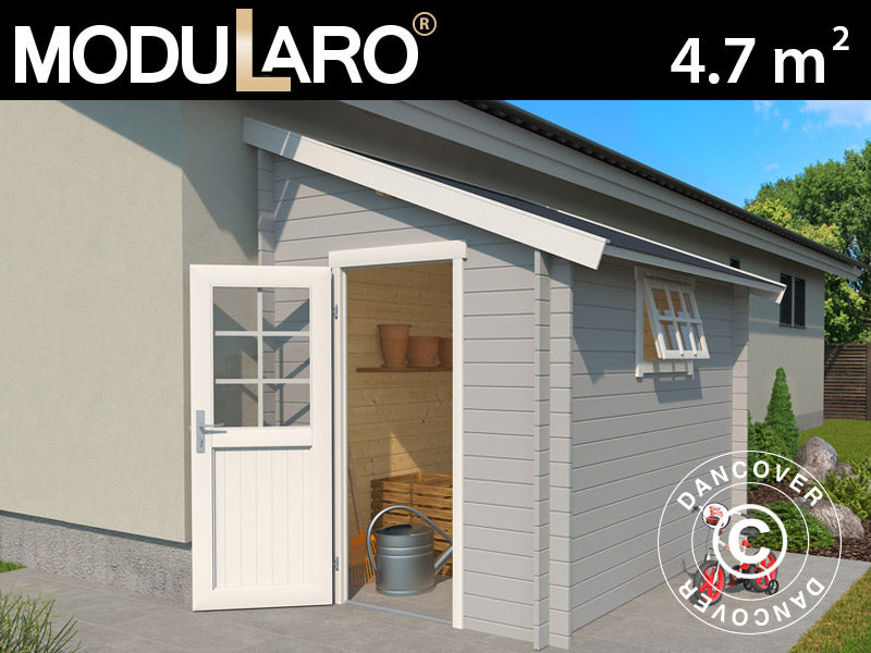 Drewniana szopa przyścienna Vanda 1,8x2,75x2,68m, 28mm, 4,7m², Jasny szary