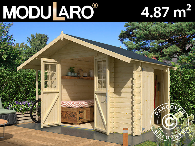 Szopa drewniana Moss z daszkiem, 3,2x2x2,28m, 19mm, 4,87m², Naturalne drewno