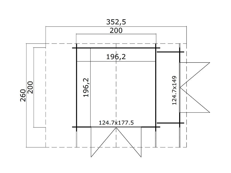 Szopa drewniana Moss z daszkiem, 3,2x2x2,28m, 19mm, 4,87m², Naturalne drewno