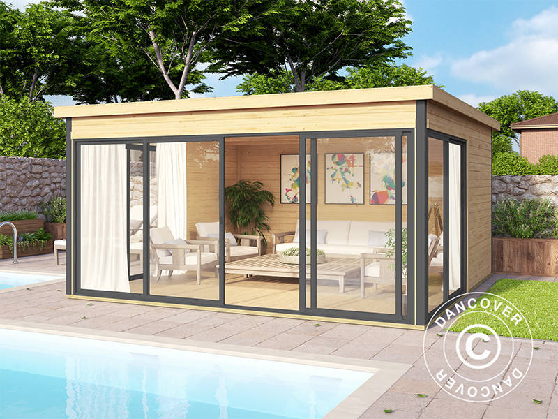 Domek drewniany Geneva, 4,18x4,18x2,39m, 44mm, Naturalny