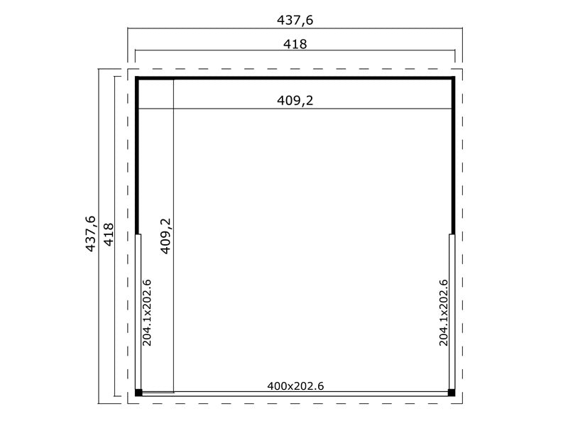 Domek drewniany Geneva, 4,18x4,18x2,39m, 44mm, Ciemny szary
