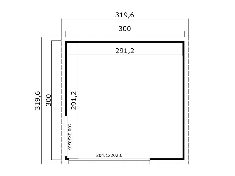 Domek drewniany Set Geneva, 3x3x2,39m, 44mm, Naturalny