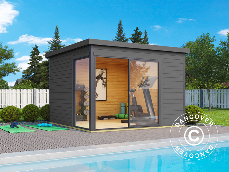 Domek drewniany Set Geneva, 3x3x2,39m, 44mm, Ciemny szary