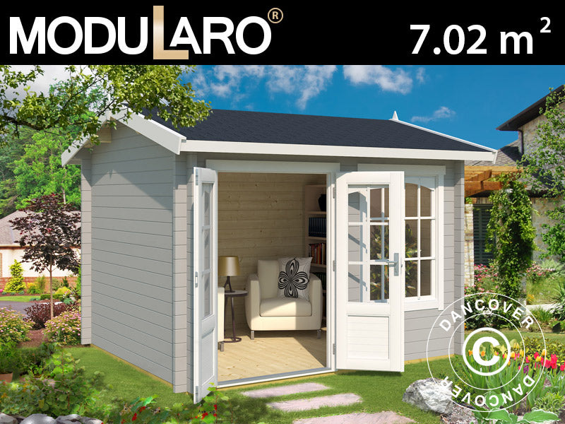 Domek drewniany Stavanger 3x2,5x2,45m, 44mm, Jasny szary