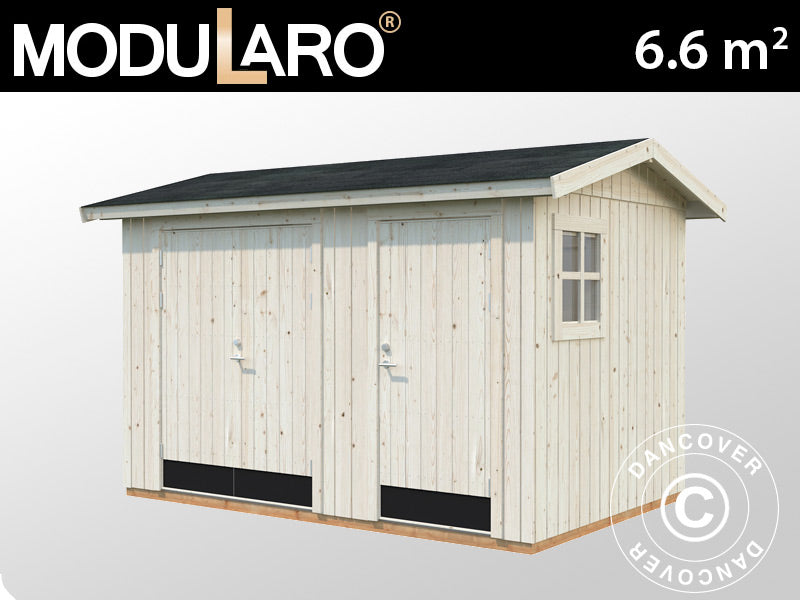 Szopa drewniana z podłogą, 3,44x2,21x2,47m, 6,6m², Naturalny