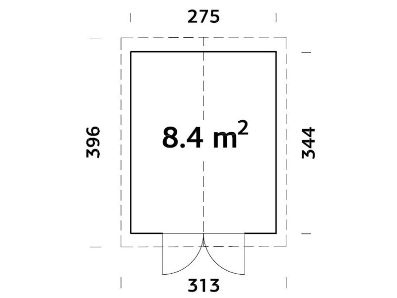 Szopa drewniana z podłogą, 2,75x3,44x2,67m, 8,4m², Naturalny