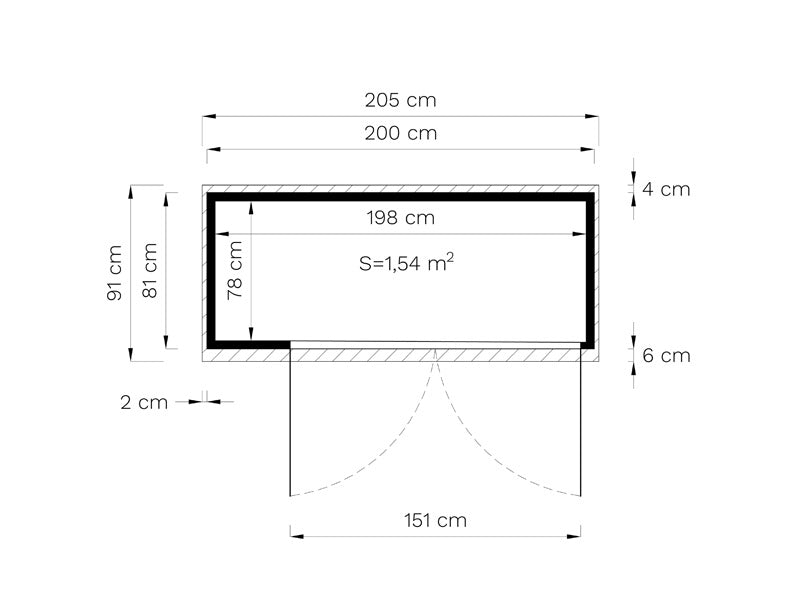 Szopa drewniana Bertilo Multibox3, 2x0,82x1,63m, 1,6m², Naturalny