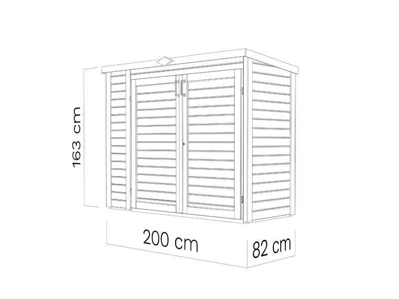 Szopa drewniana Bertilo Multibox3, 2x0,82x1,63m, 1,6m², Naturalny