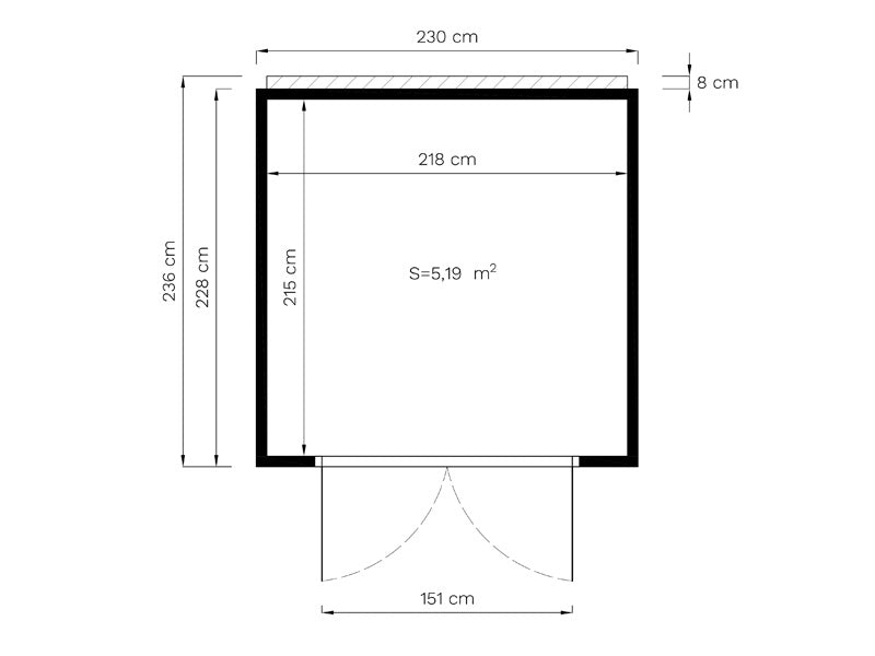 Drewniana szopa, Bertilo HPL 1, 2,3x2,28x2,3m, 5,24m², Antracyt/Szary