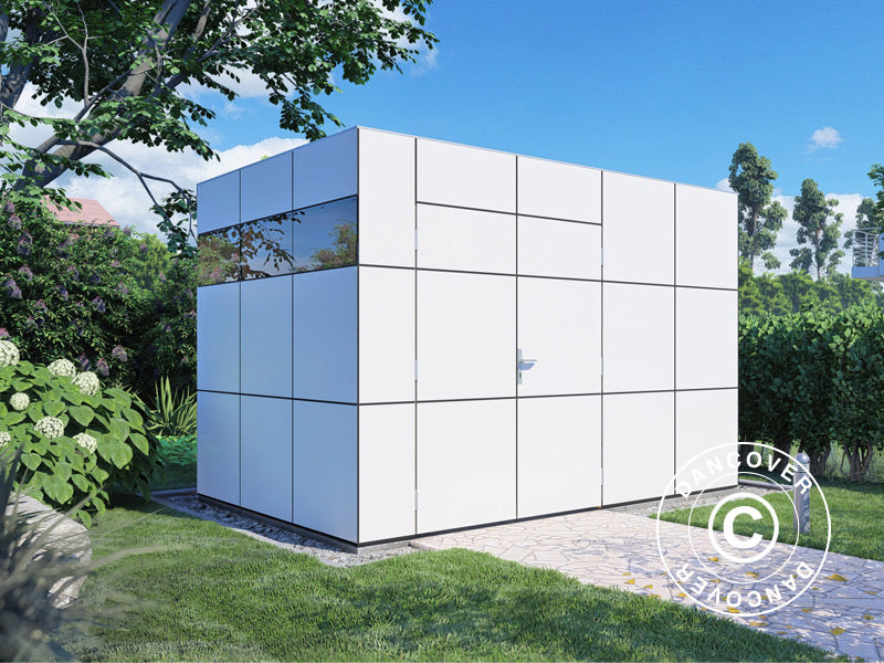 Drewniana szopa, Bertilo HPL 2, 3,45x2,28x2,3m, 7,86m², Antracyt/Biały