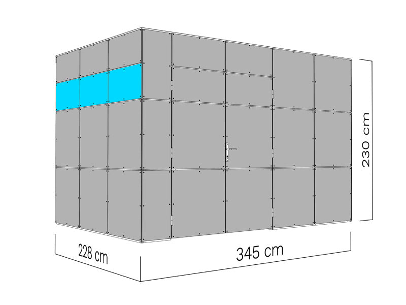 Drewniana szopa, Bertilo HPL 2, 3,45x2,28x2,3m, 7,86m², Antracyt/Biały