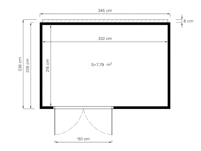 Drewniana szopa, Bertilo HPL 2, 3,45x2,28x2,3m, 7,86m², Antracyt/Biały