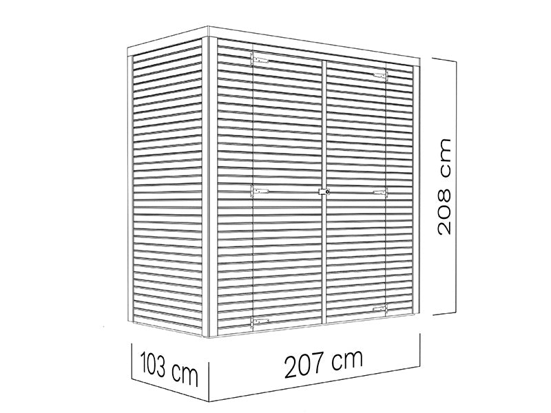 Szopa drewniana, Bertilo Cubico 1, 2,07x1,03x2,08m, 2,1m², Naturalne drewno