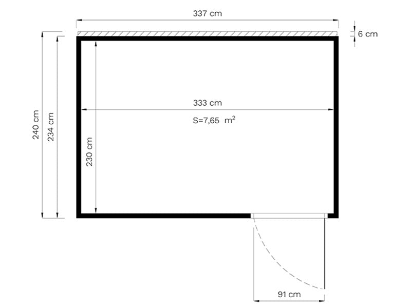 Szopa drewniana, Bertilo Cubus 3, 3,37x2,34x2,32m, 7,9m², Naturalne drewno