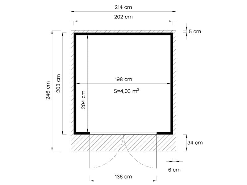 Domek drewniany, Bertilo Melrose, 2,02x2,07x2,15m, Naturalne drewno