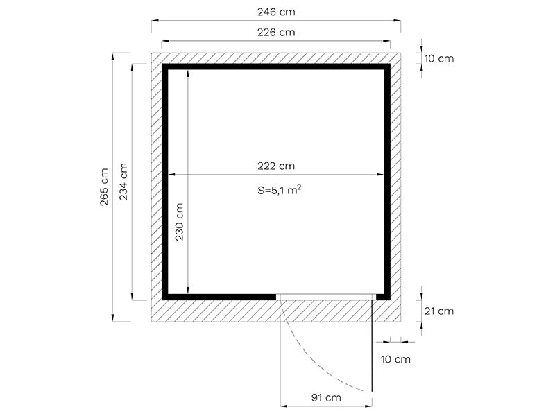 Domek drewniany, Bertilo Pentus 2O, 2,26x2,34x2,33m, Szary