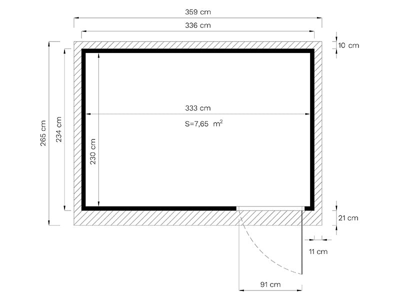 Szopa drewniana, Bertilo Pentus 3, 3,37x2,34x2,33m, 7,65m², Naturalne drewno
