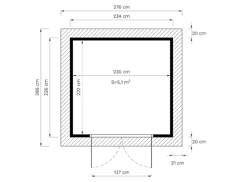 Domek drewniany, Bertilo Teahouse, 2,34x2,26x2,65m, Naturalne drewno