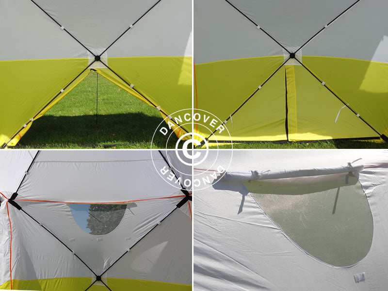 Namiot roboczy, FleXshelter PRO+, 1,8x1,8x2m, PVC, Trudnopalny, Źółto-Biały