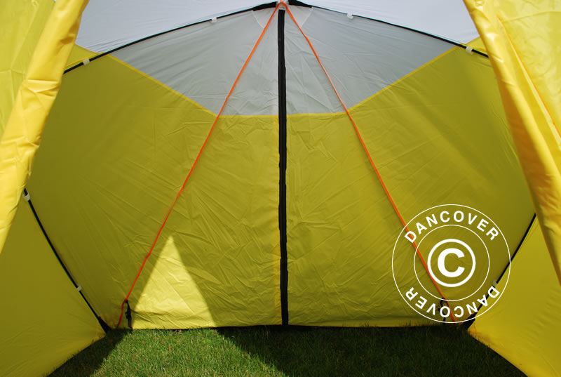 Namiot roboczy, FleXshelter Basic trójkąt, 1,8x1,9x2m,Trudnopalny, Źółto-Biały