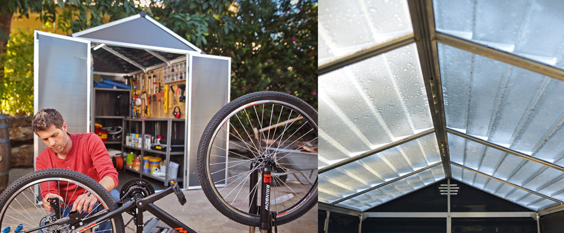 Trwałe szopy ogrodowe z poliwęglanu ze świetlikiem