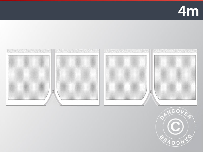 Sciany boczne 4m z moskitiera do namiotu FleXtents, Biały (2 szt.)