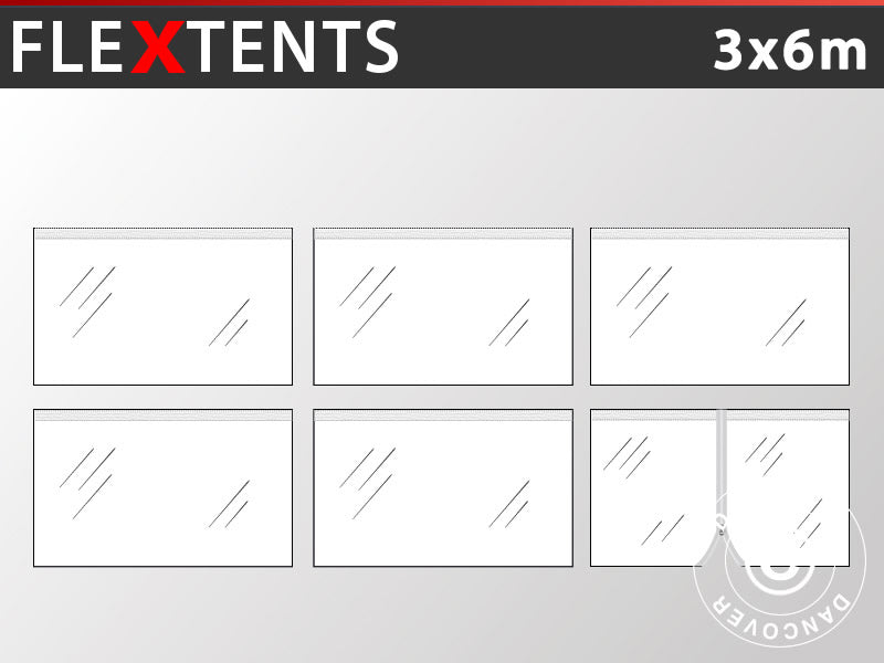 Zestaw ścian bocznych dla Namiot ekspresowy FleXtents 3x6m, Przezroczysty