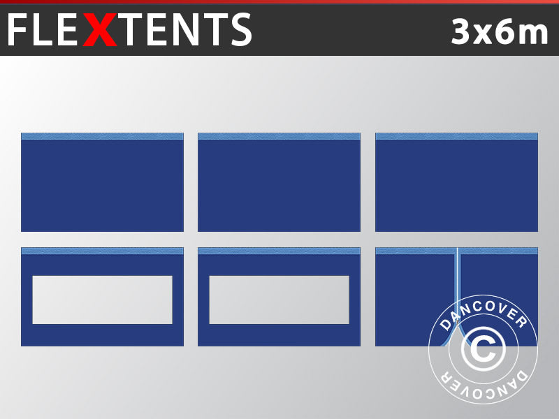 Zestaw ścian bocznych dla Namiot ekspresowy FleXtents 3x6m, Ciemny Niebieski