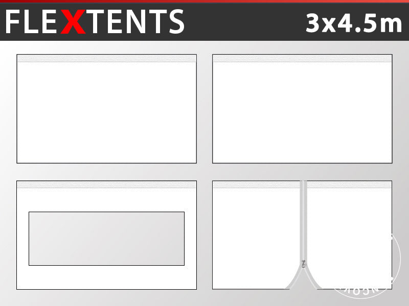 Zestaw ścian bocznych dla Namiot ekspresowy FleXtents 3x4,5m, Biały