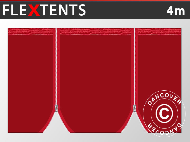Ścianka boczna z zamkami błyskawicznymi dla FleXtents, 4m, Czerwony