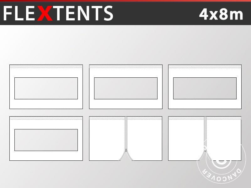 Zestaw ścian bocznych dla Namiot ekspresowy FleXtents 4x8m, Biały