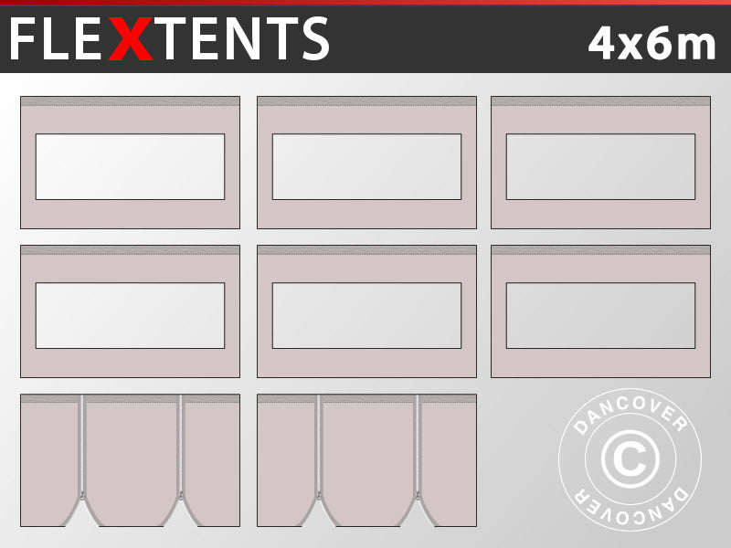 Zestaw ścian bocznych dla Namiot ekspresowy FleXtents PRO 4x6m, Latte