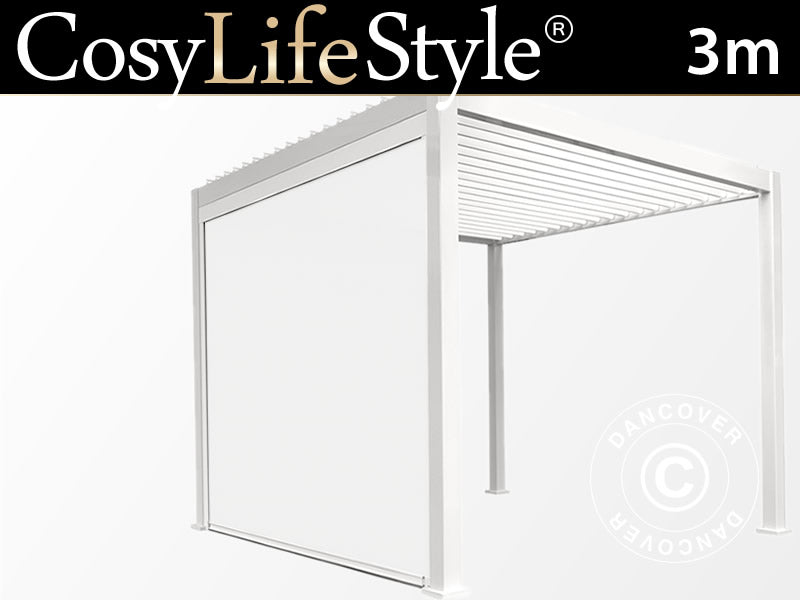 Parawan boczny do bioklimatycznej pawilonu pergola San Marino, 3m, Biały