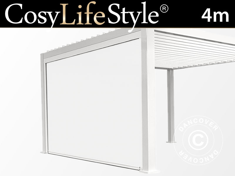 Parawan boczny do bioklimatycznej pawilonu pergola San Marino, 4m, Biały
