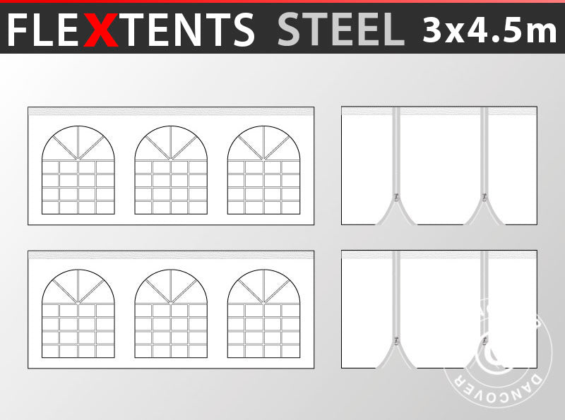 Zestaw ścian bocznych dla Namiotu ekspresowego FleXtents Steel 3x4,5m, Biały