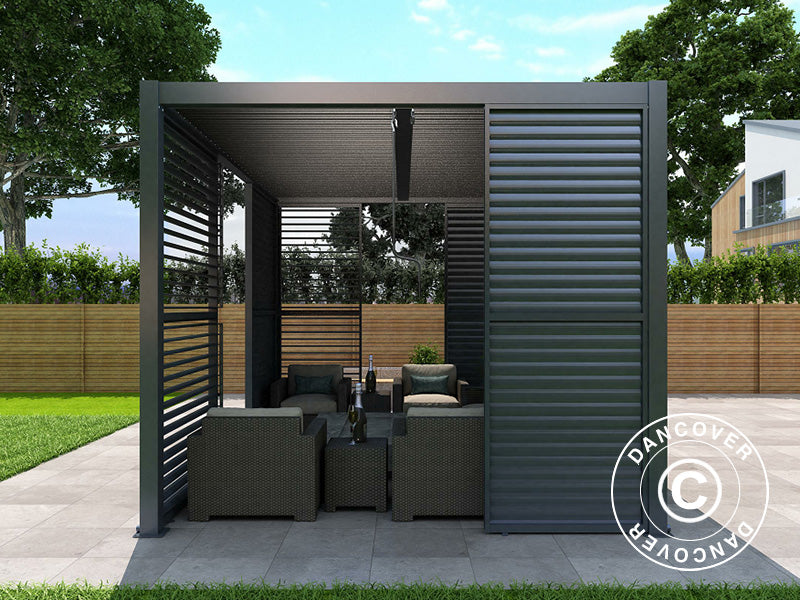 Ścianka żaluzjowa do bioklimatycznej pawilonu pergola San Pablo, 0,90x2,175m, Czarny