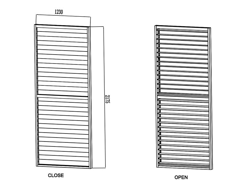 Ścianka żaluzjowa do bioklimatycznej pawilonu pergola San Pablo, 1,23x2,175m, Biały