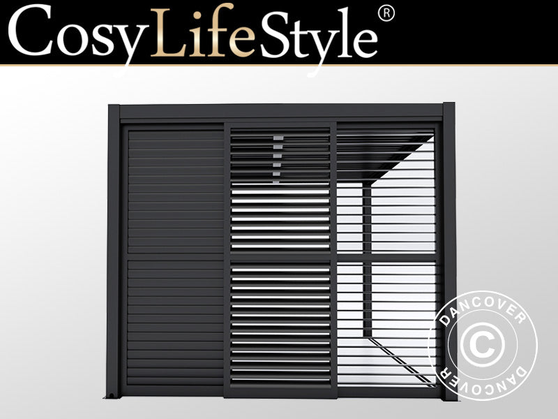 Drzwi przesuwne z żaluzjami do pawilonu ogrodowego San Pablo 3m, 0,92x2,18m, Czarny