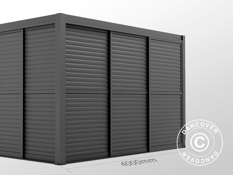 Zestaw drzwi przesuwnych z lamelami do pawilonu ogrodowego San Pablo 4m, 1,25x2,18m, Czarny