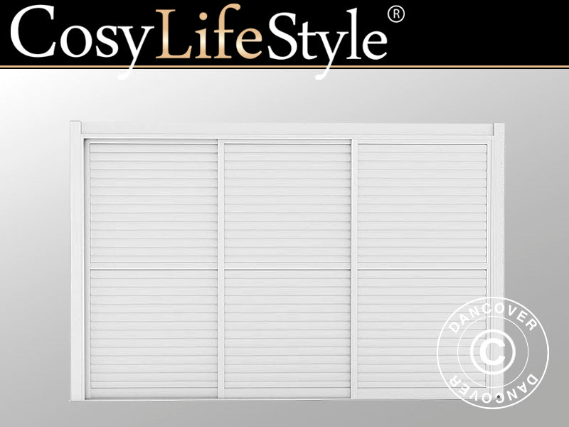 Zestaw drzwi przesuwnych z lamelami do pawilonu ogrodowego San Pablo 4m, 1,25x2,18m, Biały